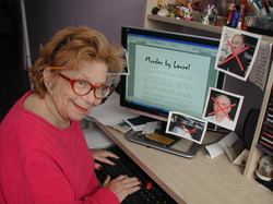 Footprints Author Laurel Shapiro, at work on one of her fav genres, Murder by Laurel